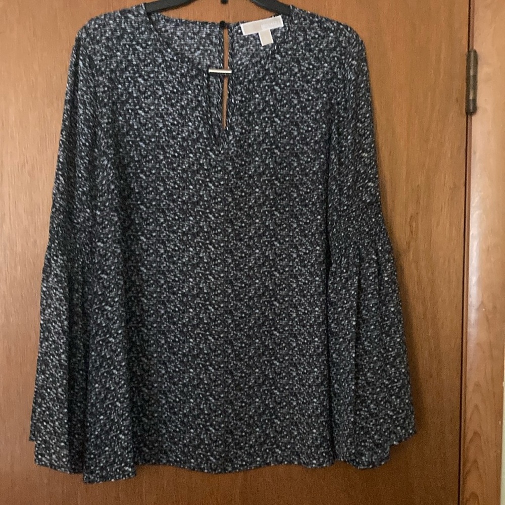 MICHAEL Michael Kors Black and White Blouse with Bell Sleeves